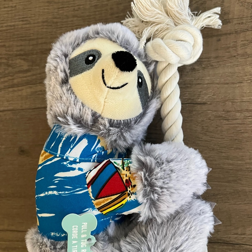 *NEW* Plush Sloth Toy with Blue Shirt - Dog Toy